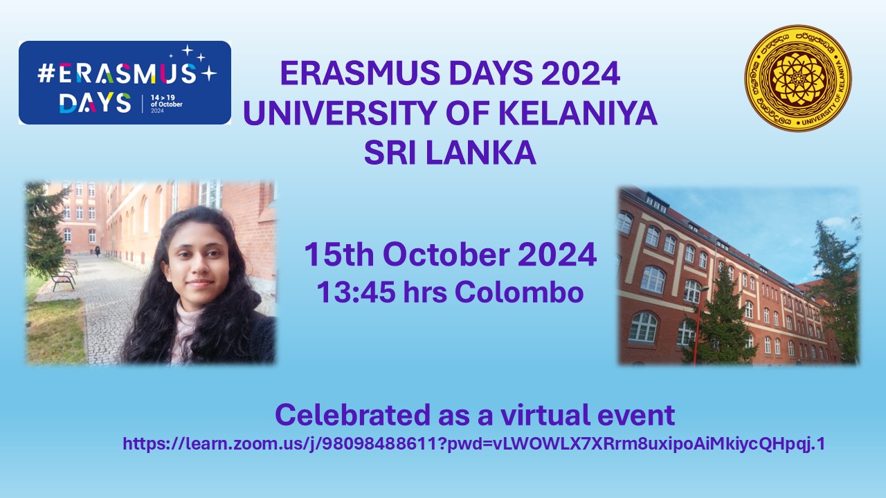 Erasmus Days 2024 University of Kelaniya celebrated on 15th October